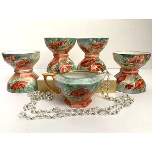 Vintage Moritz Zdekauer Czechoslovakia Creamer | Stara Role Tea Cups | Porcelain